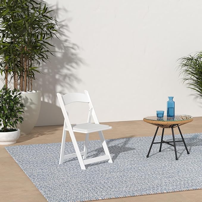 SIMPLEX 8 White Folding Chairs – Resin Stackable Foldable Chairs with Padded Seats – Comfortable White Folding Chairs for Indoor/Outdoor Events – Lightweight Resin Chairs (8 Pack)