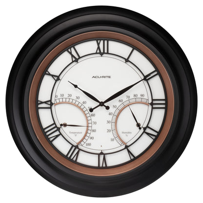 AcuRite 24” Illuminated LED Large Outdoor Decorative Clock with Thermometer and Hygrometer Combo (75022M)