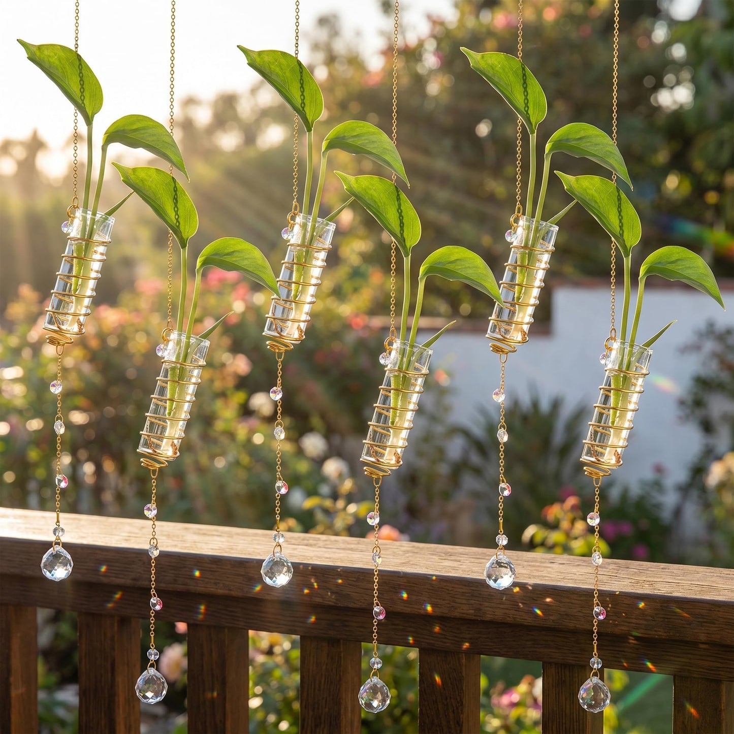 6Pcs Hanging Propagation Station with Crystal Ball Prisms Plant Suncatcher
