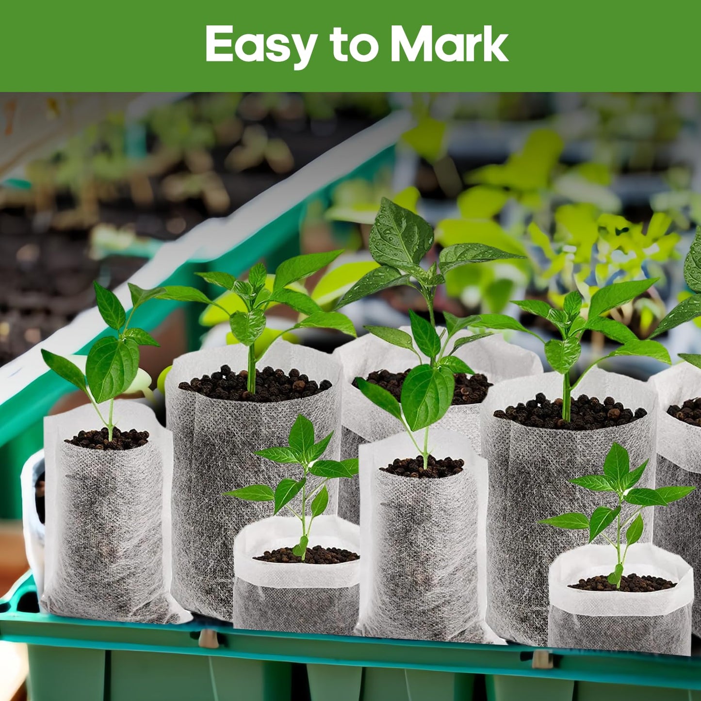 DFKPVBHB Plant Grow Bags 11"x11"100pcs Biodegradable Planting Bags Seed Starter Pots Non-Woven Seedling Nursery Pots Home Garden Supply for Vegetable Flower Fruit Tree