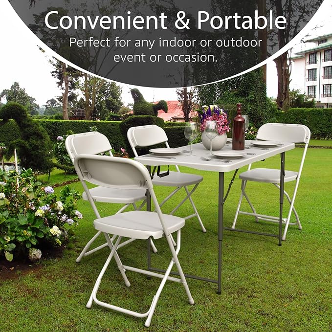 4 Feet Foldable Table Adjustable Height