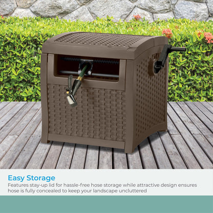 Suncast Hose Reel with Smart Trak Hose Guide, Water-Tight Connection, Durable Resin Construction, 225' Hose Capacity, Brown, Made in the USA