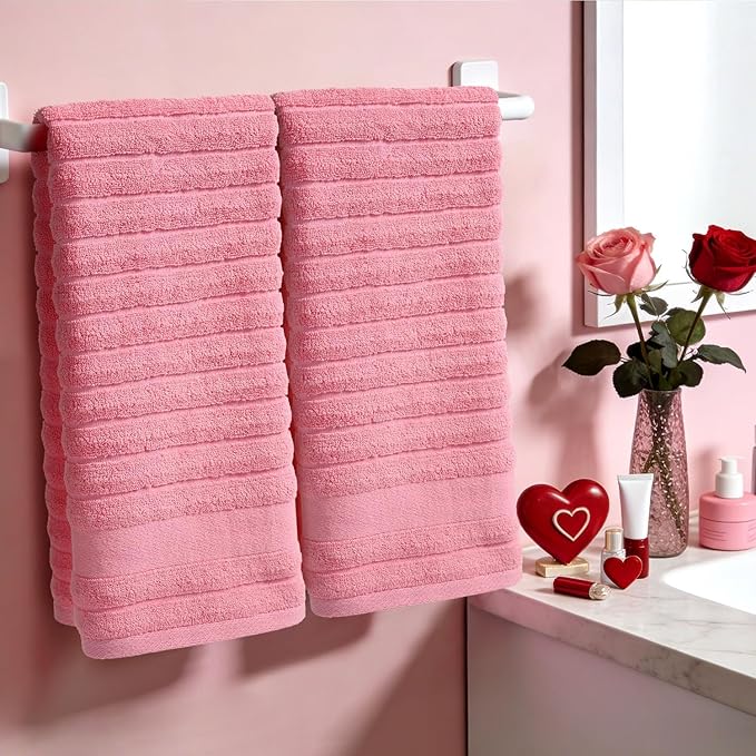 Jacquotha 2-Pack Hand Towels for Bathroom Ribbed – Cotton Face Towel for Women