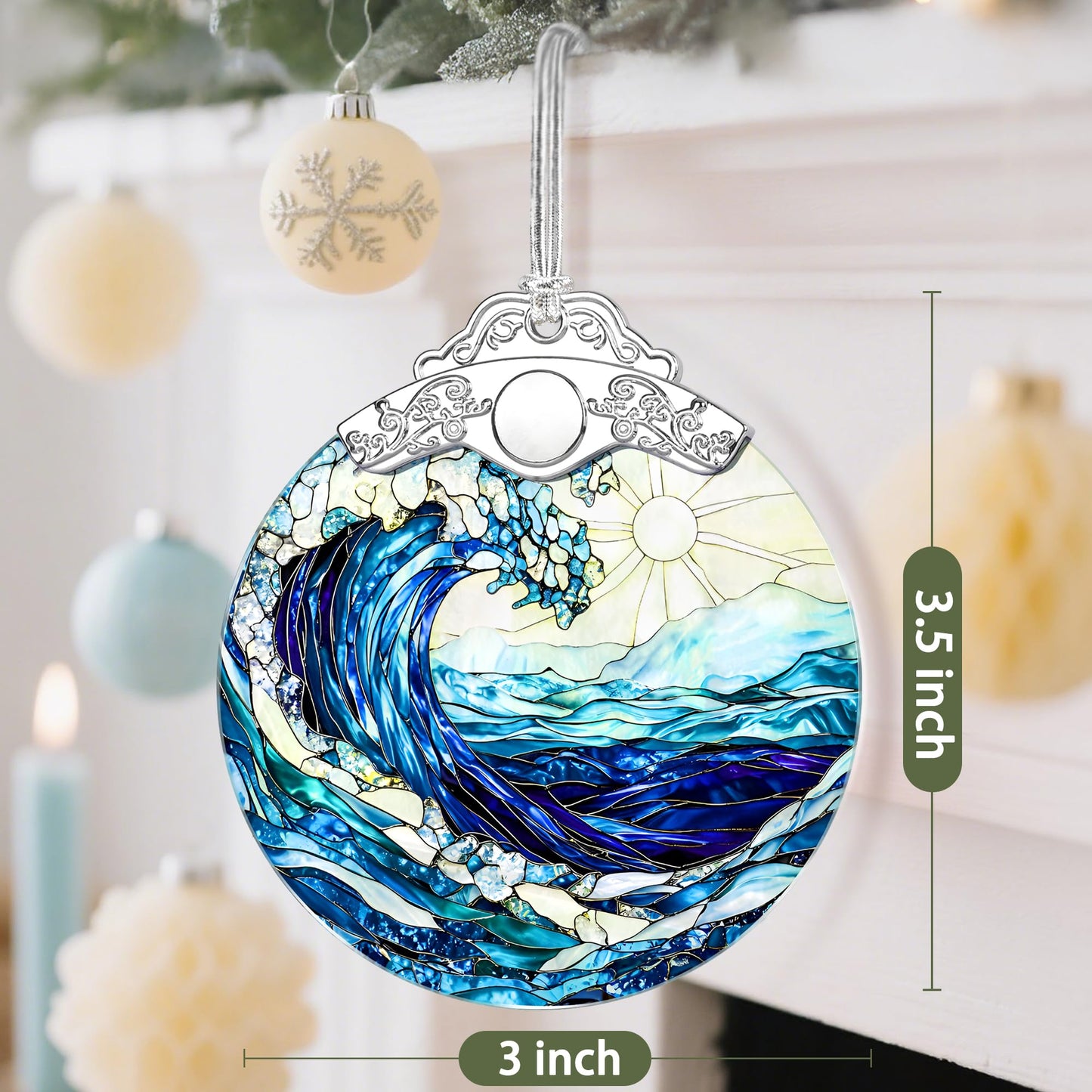 Christmas Ornaments, Christmas Tree Decorations, Keepsake Ornaments, Holiday Decor, Holiday & Xmas Gifts, Gifts for Ocean Lovers & Nature Lovers - Ocean Waves-Theme ﻿