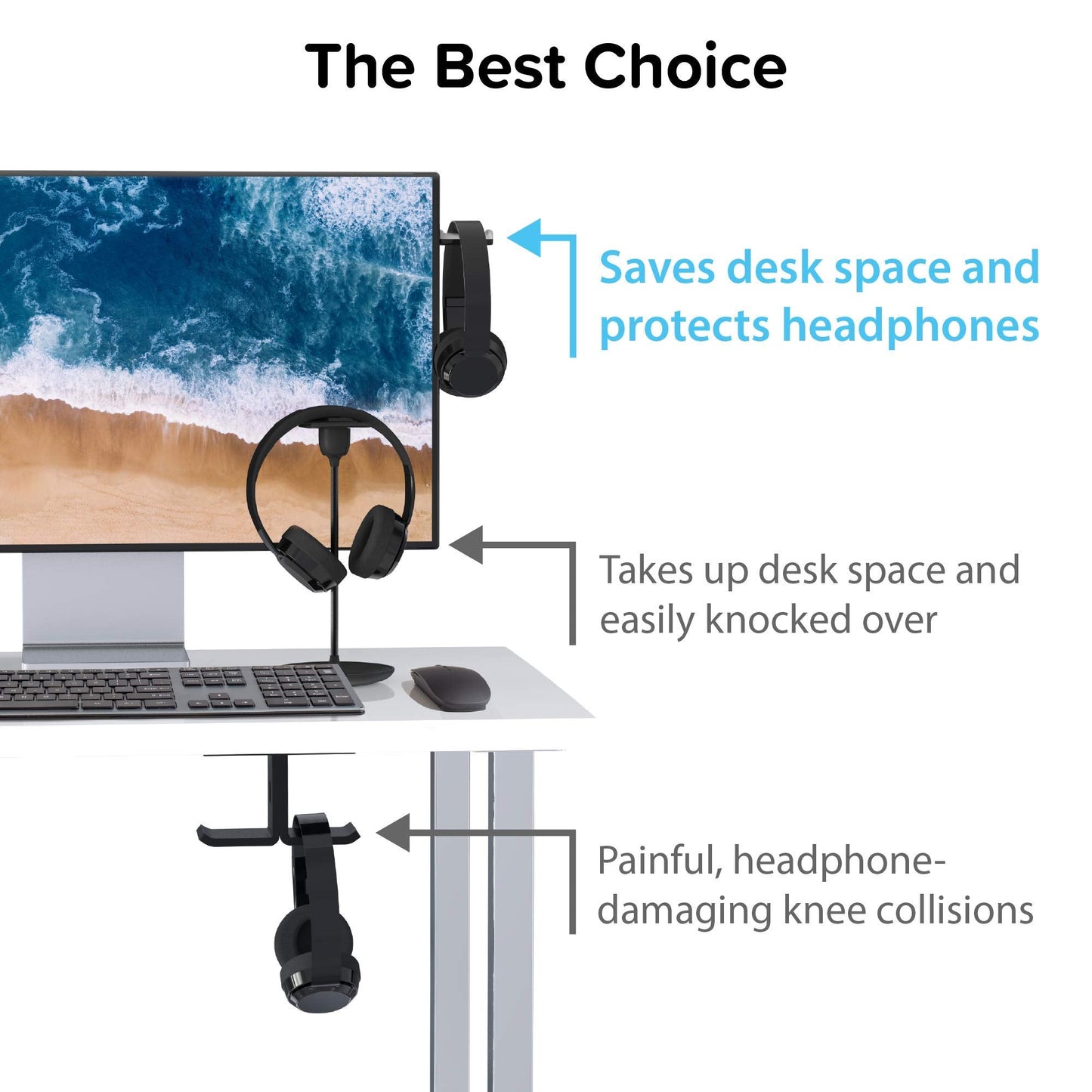 TotalMount Monitor Stand for Headphones and Headsets (Premium-Grade Holder Saves Desk Space and Protects Headphones)