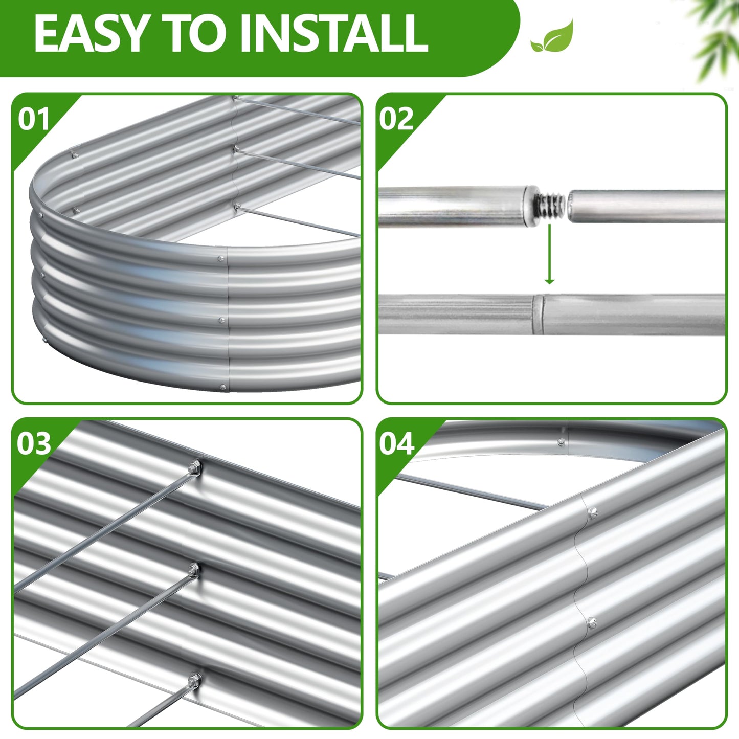 Easllre 2PCS 6x3x1ft Galvanized Metal Raised Garden Bed Kit,Outdoor Planter Box Vegetables,Flowers,Herbs Durable Rust-Resistant Patio Gardening Beds