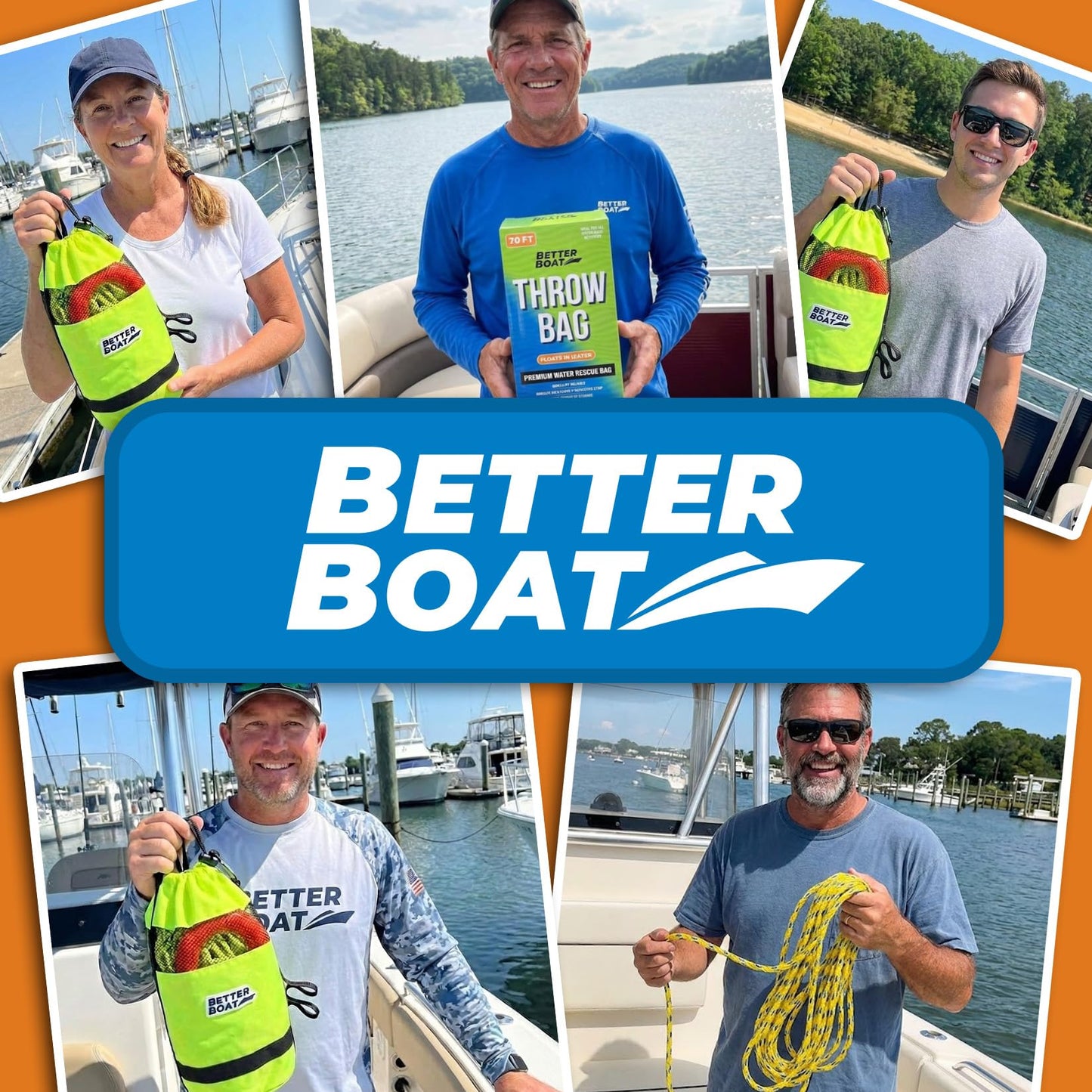 Better Boat Water Throw Bag for Rescue, 70 FT Rope, Water Rescue Equipment with Line Bag, Ideal for Kayak, Larger Boats, and Emergency Use