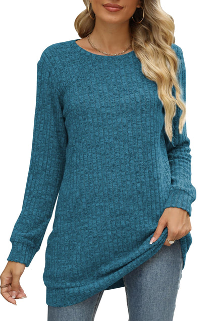 Sweaters for Women Long Sleeve Crewneck Sweatshirt Loose Casual Tunic Tops