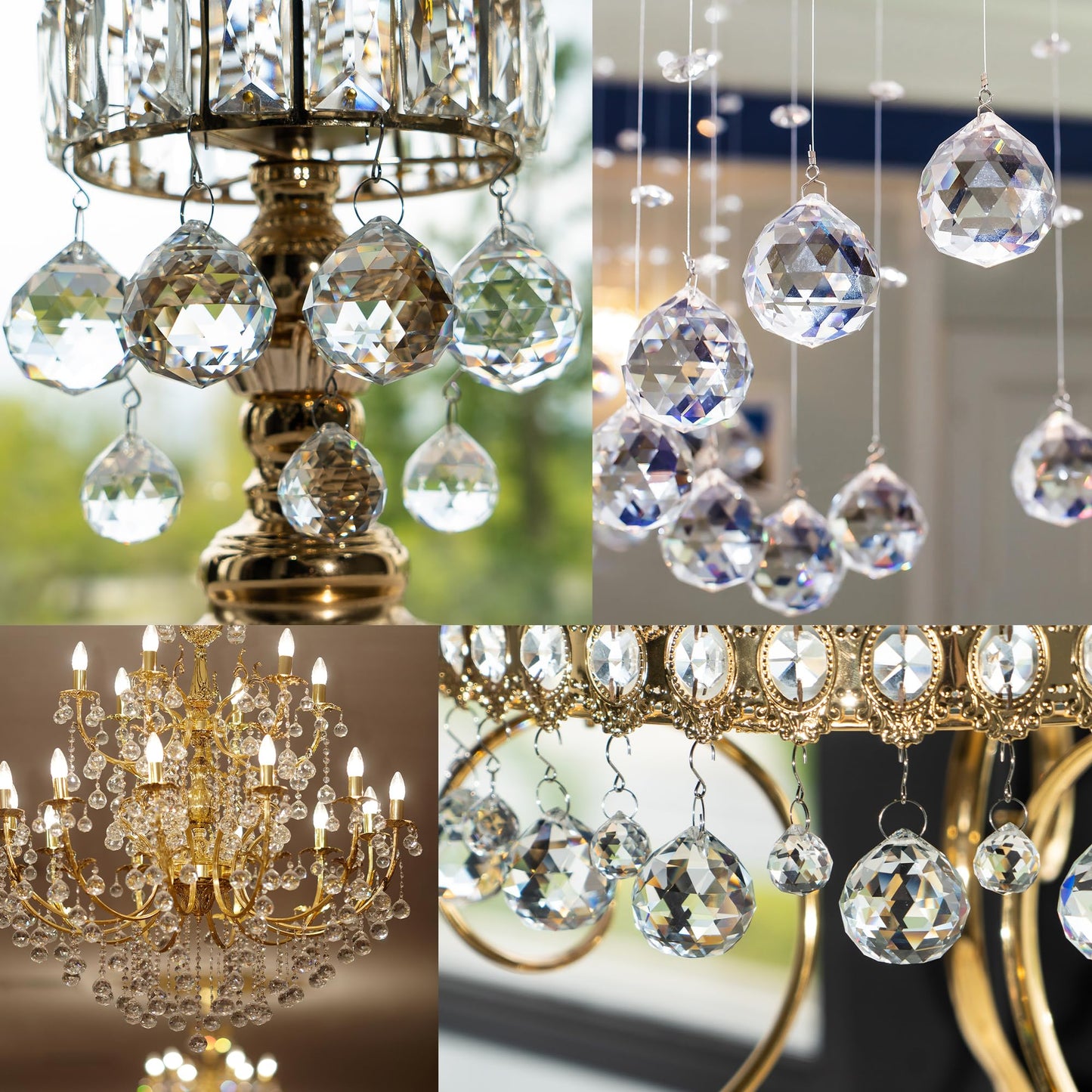LOULIQIGIFT 13pcs 2026 Crystal Ball Hanging Ornaments Chandelier Crystals