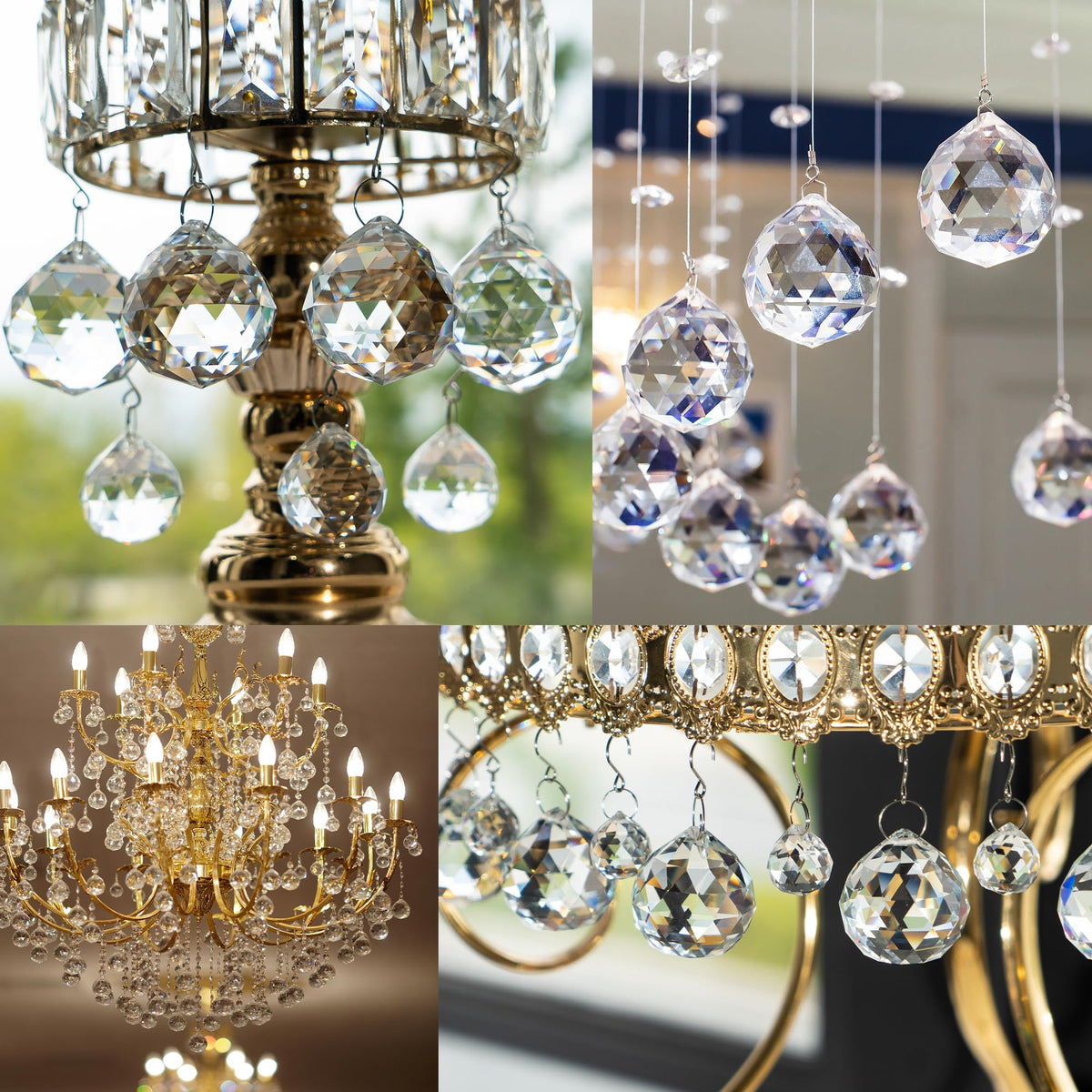LOULIQIGIFT 13pcs 2026 Crystal Ball Hanging Ornaments Chandelier Crystals