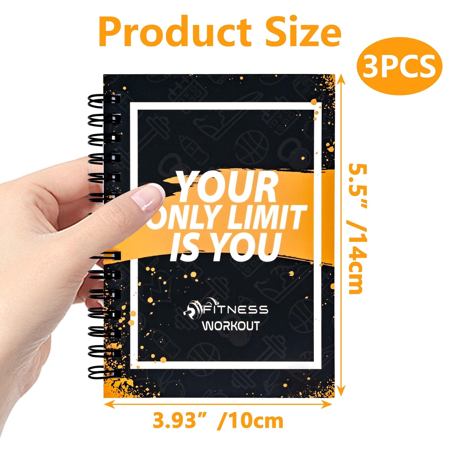 YHNTGB 3 PCS Fitness Tracker Journal Portable Workout Notebook 90-Day Exercise Planner for Record Your Daily Progress 5.5 x 3.93 inch