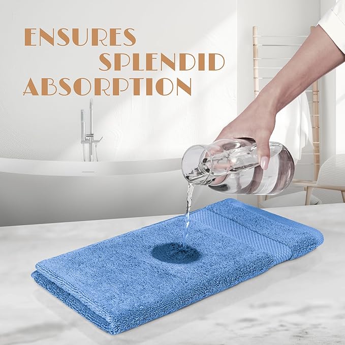 White Classic Light Blue Hand Towels