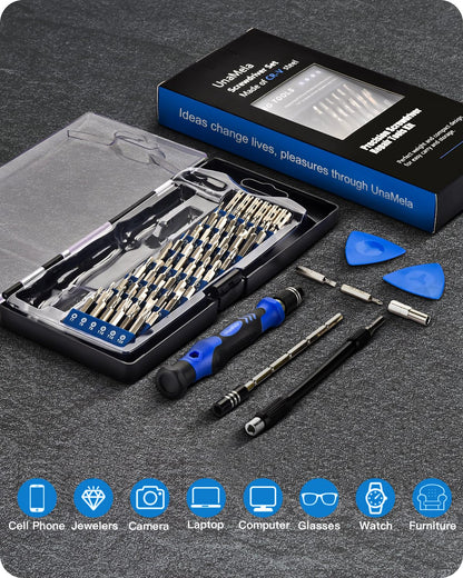UnaMela Electronics Precision Screwdriver Set: 61 in 1 Small Magnetic Repair Tool Kit Mini Screw Driver with Case for Computer, Laptop, PC, iPhone, Xbox, PS4/5, Controller, Gamer Tech Gifts for Men