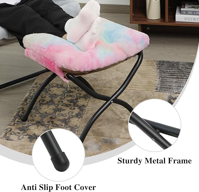 15" Folding Ottoman, Foldable Footrest Stool, Portable Small Foot Stool