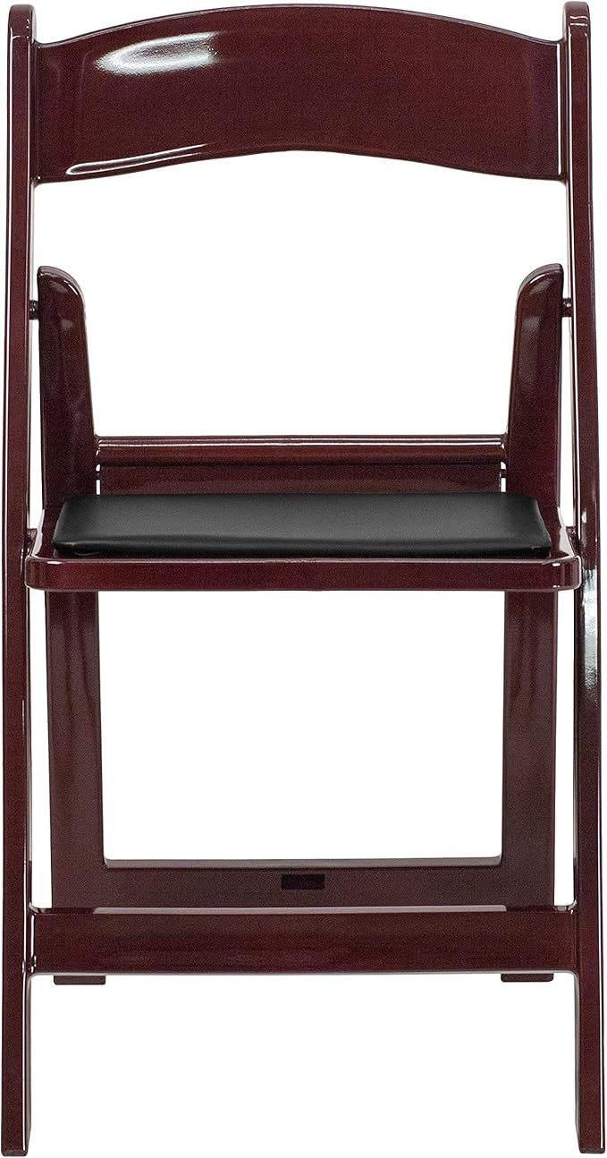 Flash Furniture Hercules Series Folding Chairs for Weddings and Formal Events, Stackable Commercial Event Seats with 1,000-lb. Static Weight Capacity, Set of 4, Red Mahogany