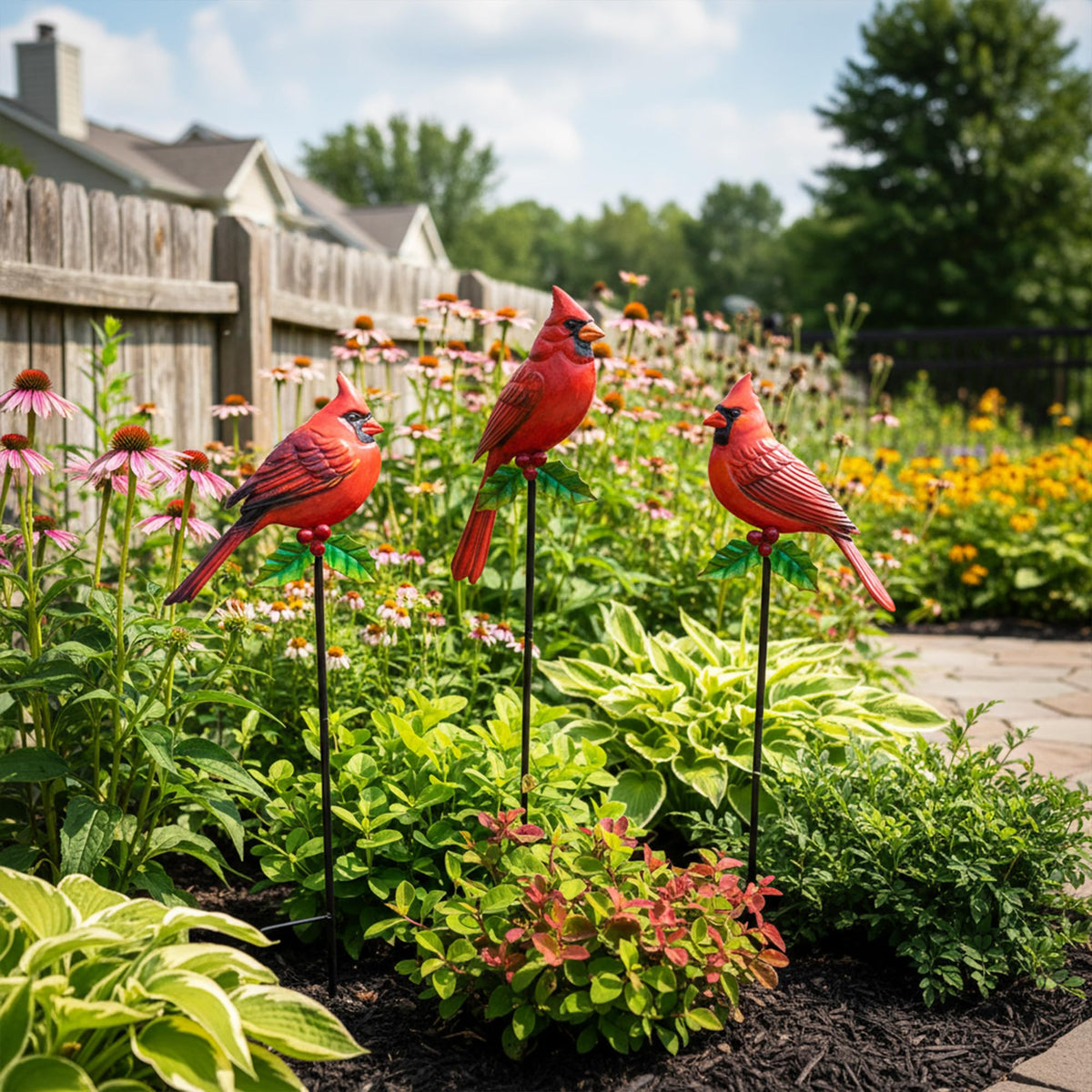BVLFOOK 3PCS Cardinal Bird Yard Outdoor Decoration Stakes, Grandmas Garden Statue Home Yard Decoration Signs with Stakes, Personalized Unique Funny Gifts, Lawn Ornaments Home Decor