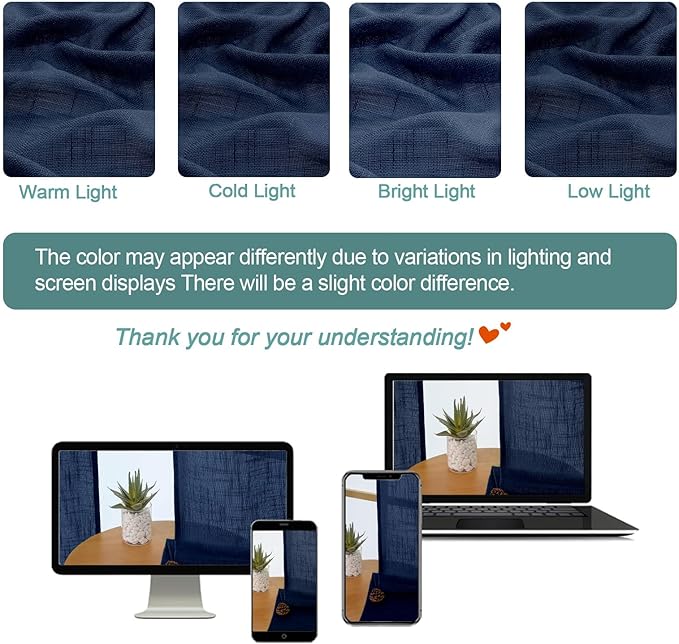 Chyhomenyc Navy Blue Semi Sheer Curtains 84 Inches Long 2 Panels Set, Light