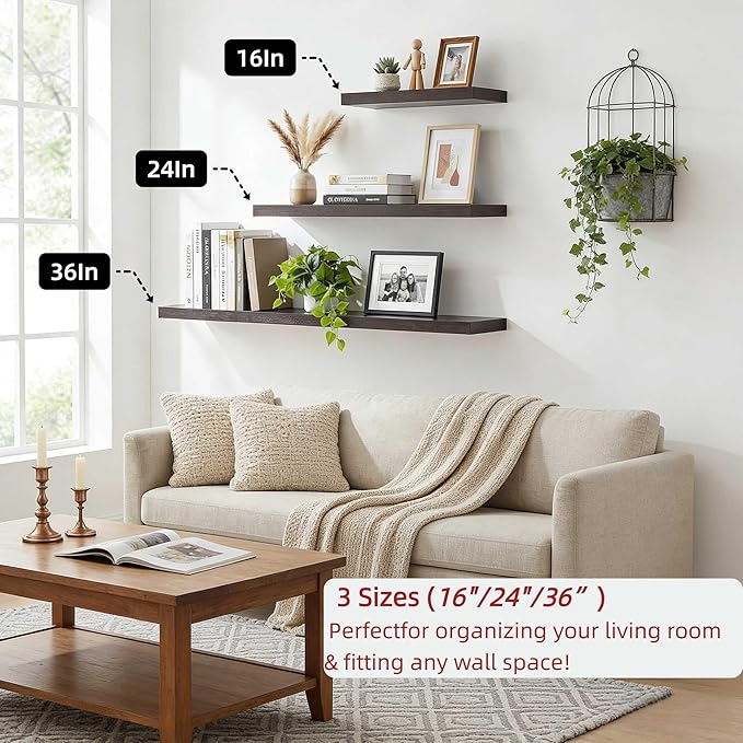SAUMONIERES Floating Shelves Wall Shelf Solid Wood