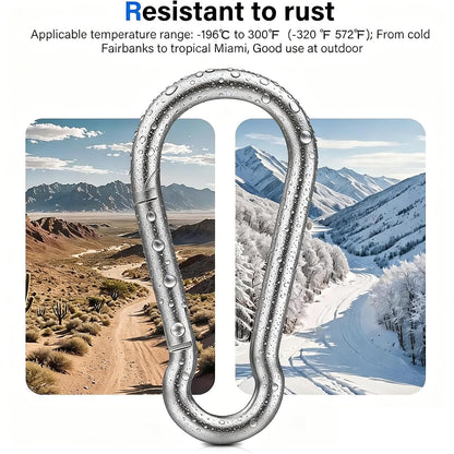 304 Stainless Steel Carabiner Clips, 【NO Rust】 1360lbs Heavy Duty Carabiners, 2.36 inch D-Ring Snap Hook Keychain Spring Clips for Gym, Pet leashes (8PCS 304 Stainless Steel Clips)