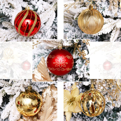 Christmas Ball Ornaments Set, 20pcs 3.15'' Red and Gold Christmas Shatterproof Ornaments Set for Xmas Tree Traditional Christmas Tree Decoration Hanging Baubles for Home Decor