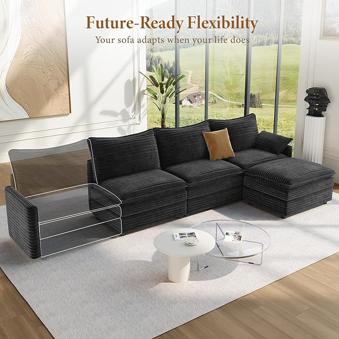 Vesgantti 108" Cloud Couch for Living Room, Deep Seat Sectional Modular Sofa