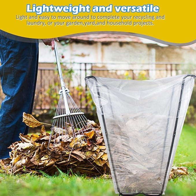 DOUBFIVSY Garden Trash Bag Holder, Heavy Duty Metal Outdoor Leaf Bag Holder