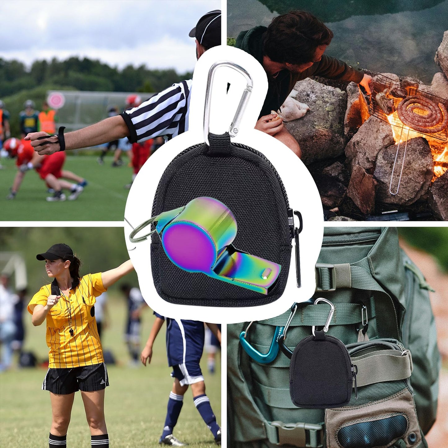 2 Sets Whistle for Coaches Sports Referee Whistle for Teachers Sports Emergency Whistle Survival Loud with Lanyard Includes Storage Pouch