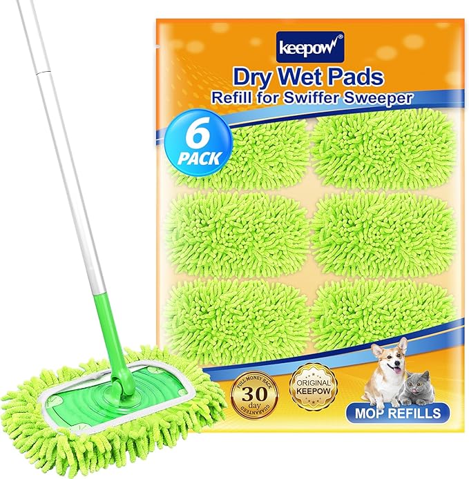 KEEPOW Reusable Microfiber Mop Pads Compatible