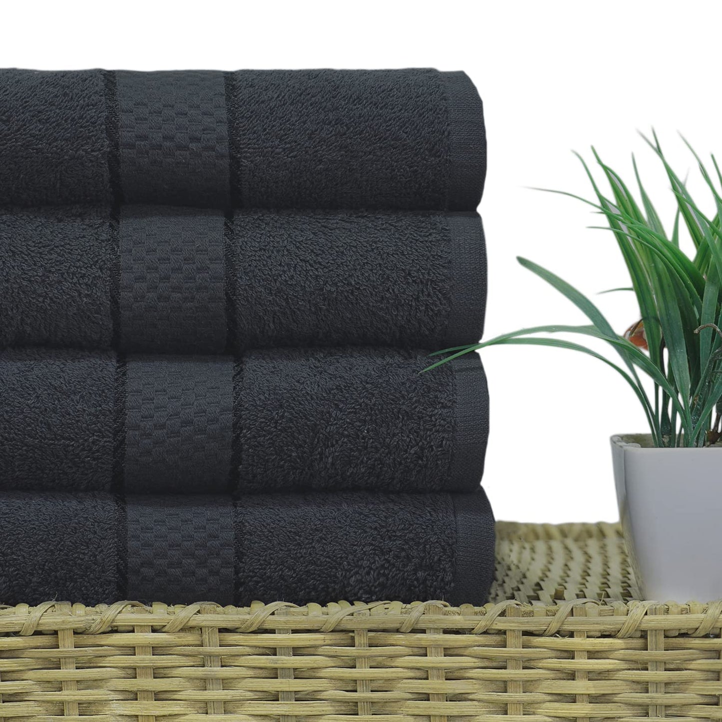 Casabella Pack of 2 Large Jumbo Bath Sheets 100% Egyptian Combed Cotton Big Beautiful Towels_Black_2pcs