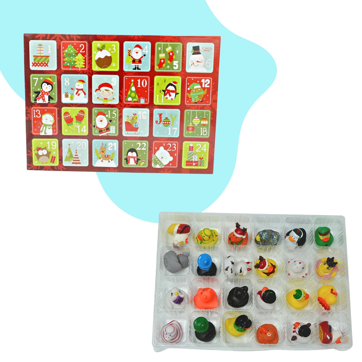 4E's Novelty Christmas Advent Calendar 2025 Kids with Christmas Rubber Ducks for Toddlers, 24 Days Christmas Countdown Calendar Toy & Gifts for Boys & Girls, Jeep Ducks