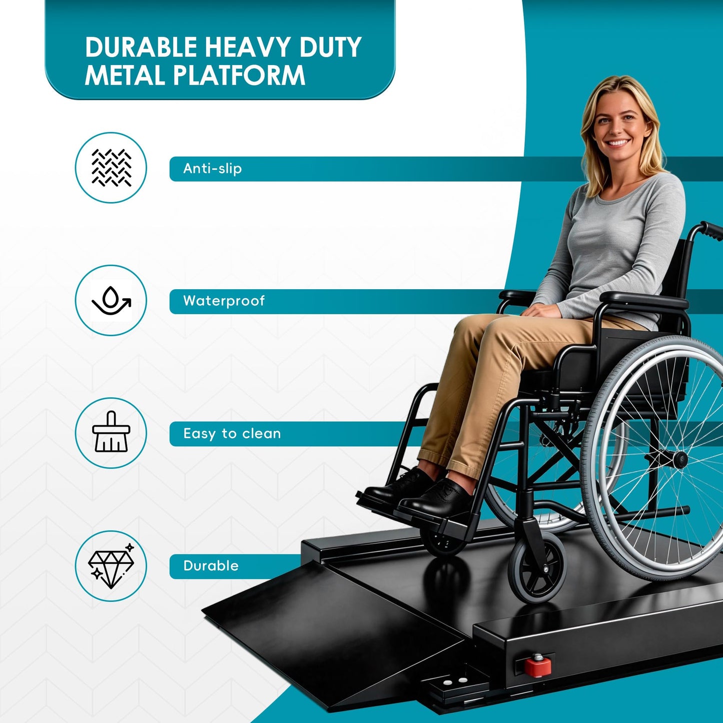 Wheelchair Scale with Dual Detachable Extended Ramp for Home Use Medical Portable Light Weight Digital Scale 1000x0.1lb Precision