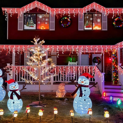 YEGUO 33ft 400 LED Red and White Icicle Lights Outdoor Waterproof, 80 Drops Icicle String Lights Connectable, 8 Modes Icicle Christmas Lights with Memory