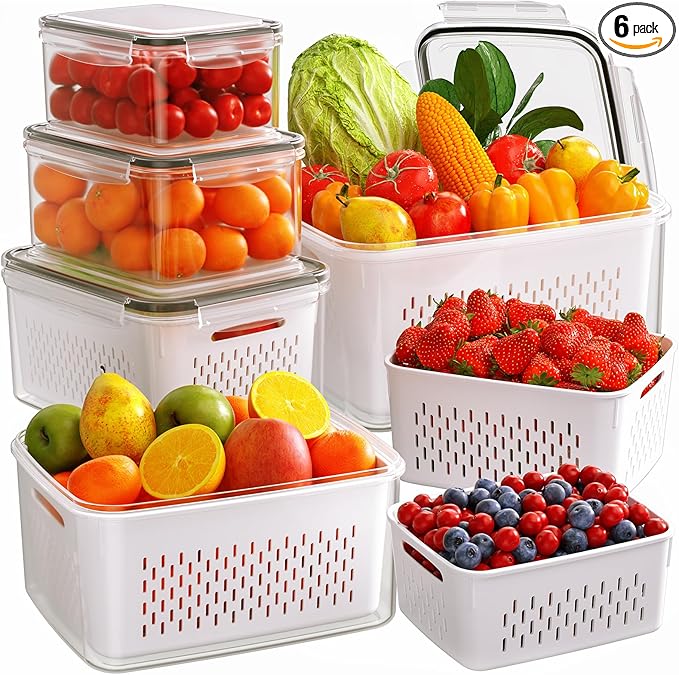 6 PCS Fruit Storage Containers for Fridge