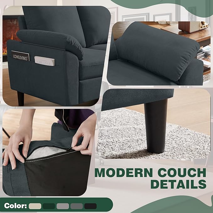 79" Convertible Sectional Sofa Set, Modern Linen Small L Shaped Couch