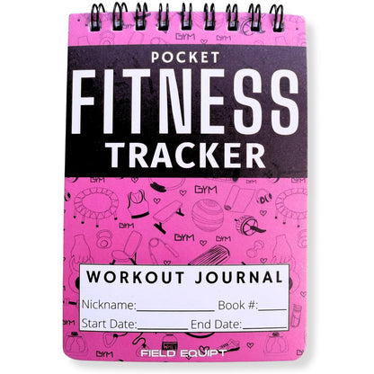 Field Equipt Gym Workout Journal & Fitness Tracker (4 Pack), Handheld Workout Log Book for Women & Men - Ideal for Weightlifting, Cardio, Athletes & Coaches On the Go (Pink)