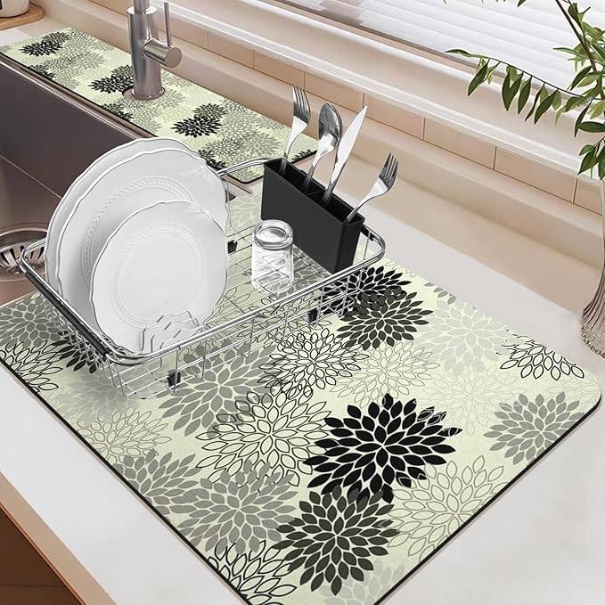 19.5" x 12" Dish Drying Mat & 24" x 5.5" Sink Splash Guard, Super Absorbent