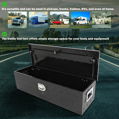 SCITOO 39 Inch Truck Bed Tool Box,Aluminum Heavy Duty Diamond Plate Crossover Storage for Most Full Size Pickups,Lockable Weatherproof Chest,Fits 39" Truck Beds,Easy Access to Load and Unload
