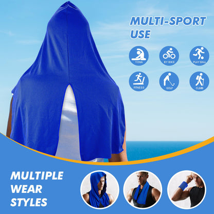 CSITE 2 Pack Cooling Hoodie Towels, Instant Cooling Towels for Neck and Face, UPF 50 Sun Protection, Ice Towel for Hot Weather, Head Towel for Sports, Camping, Cycling & More Activities