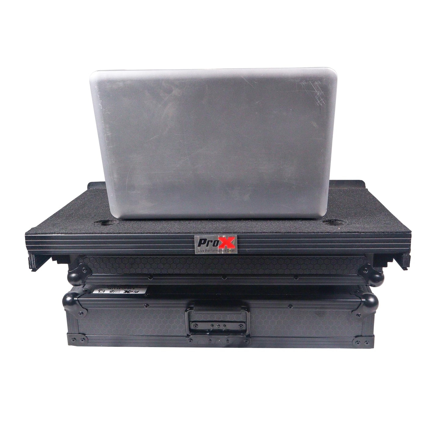 ProX X-DDJFLX4LTBL ATA DJ Controller Flight Case with Laptop Shelf, Fits DDJ-FLX4 DDJ-SB3 DDJ-400, Black Honeycomb Finish, Heavy Duty Road Case with Cable Space