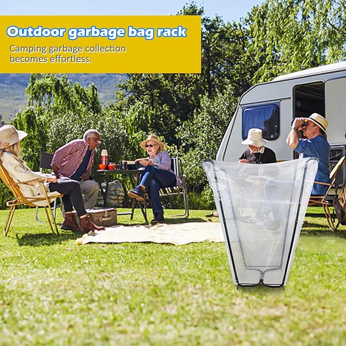 DOUBFIVSY Garden Trash Bag Holder, Heavy Duty Metal Outdoor Leaf Bag Holder