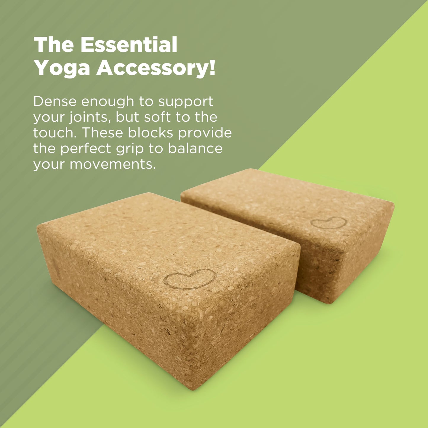 Bean Products Yoga Blocks, Standard & Large Sizes - Studio Grade, Non-Slip, Made from Eco Friendly Materials - 100% Natural Cork or Foam - Improves Stability & Alignment - Single Block or 2 Pack Sets