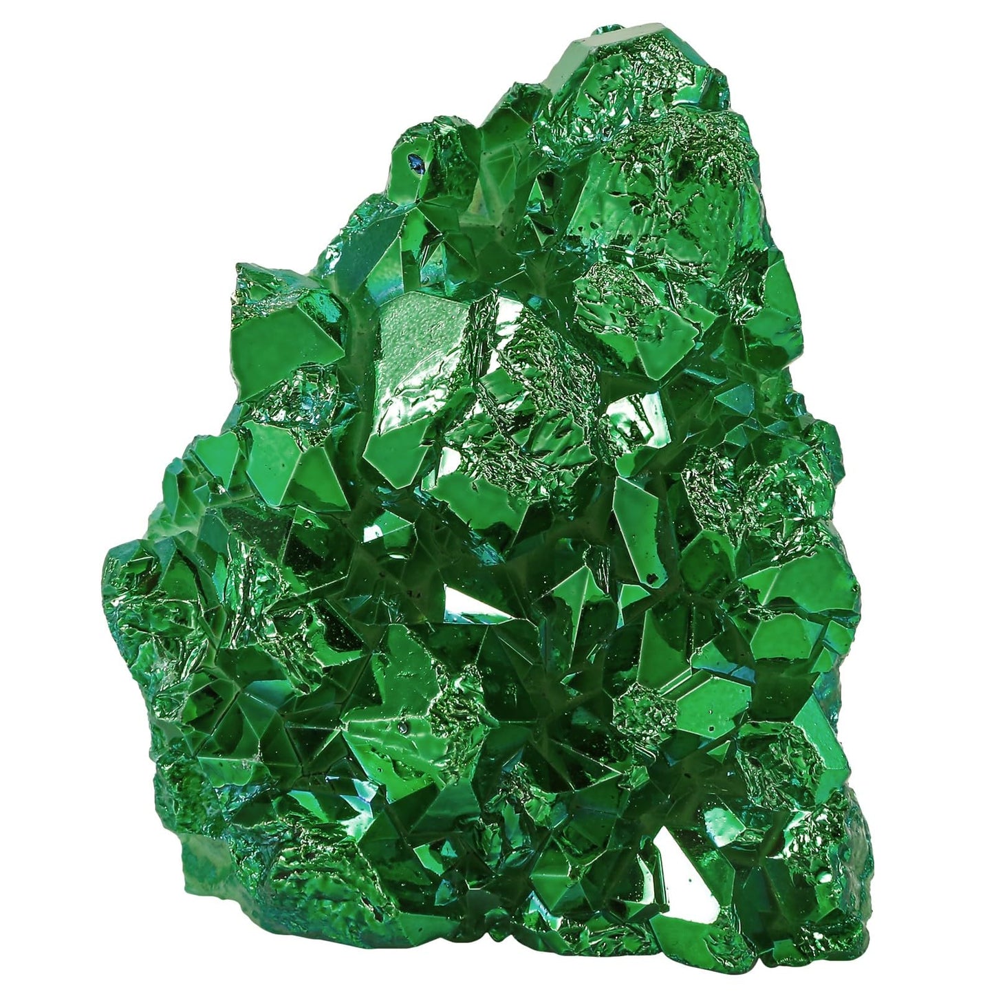 SUNYIK Green AB Titanium Coated Rock Quartz Cluster Irregular Crystal Geode Stone Specimen Decor for Home Office Meditation, 2.1-4.1"