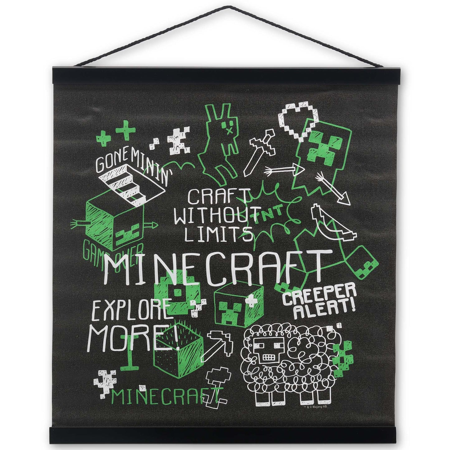Open Road Brands Minecraft Craft Without Limits Hanging Canvas Banner - Fun Minecraft Wall Decor for Bedroom or Game Room