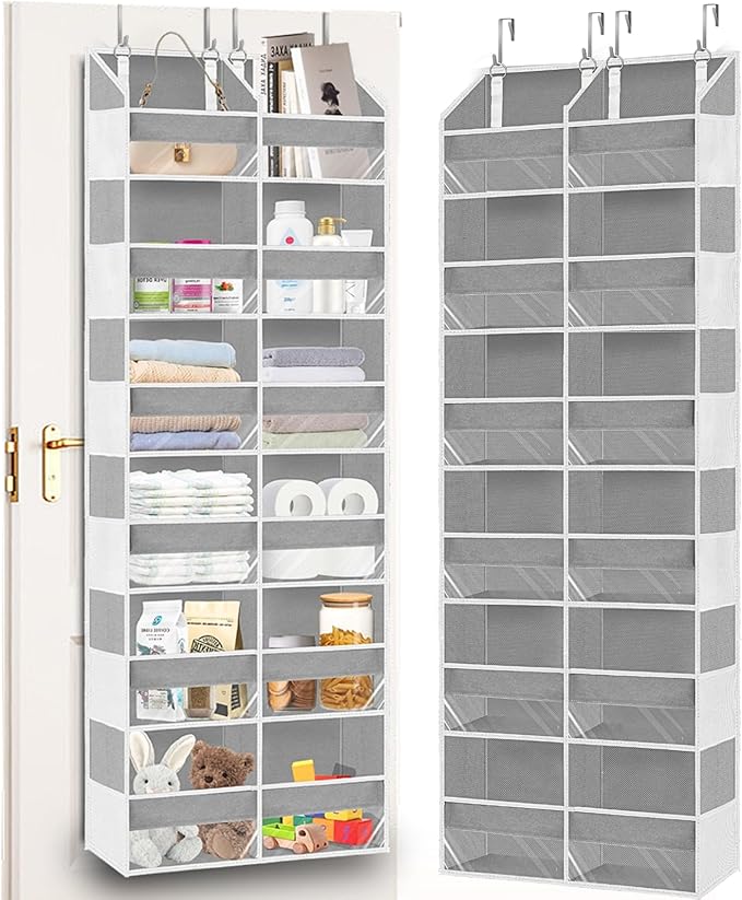 Over The Door Organizer 6 Tiers, Extra Large Behind Door Storage of 12