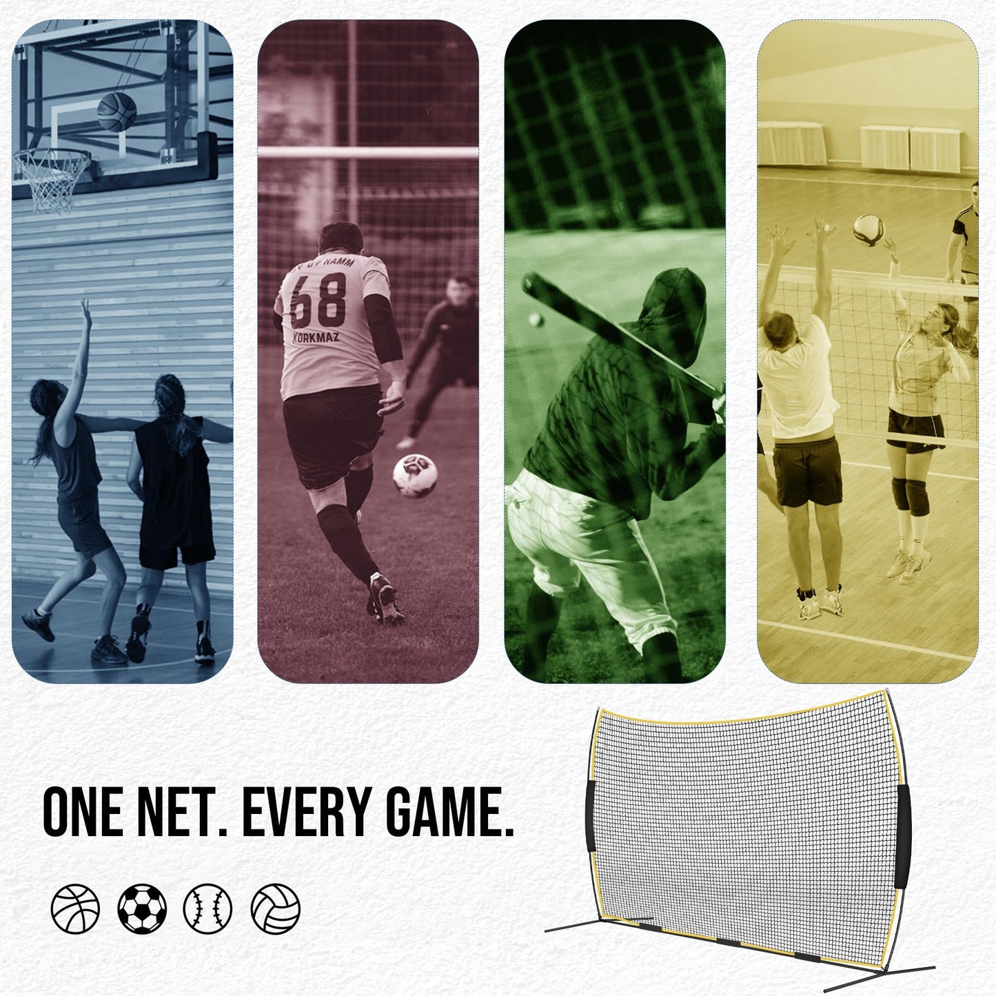 Eastrexon Barricade Backstop Net, 16x10 ft Ball Stop Netting with Carry Bag & Ground Stakes, Quick Setup, Portable, Perfect for Lacrosse, Baseball, Basketball, Soccer