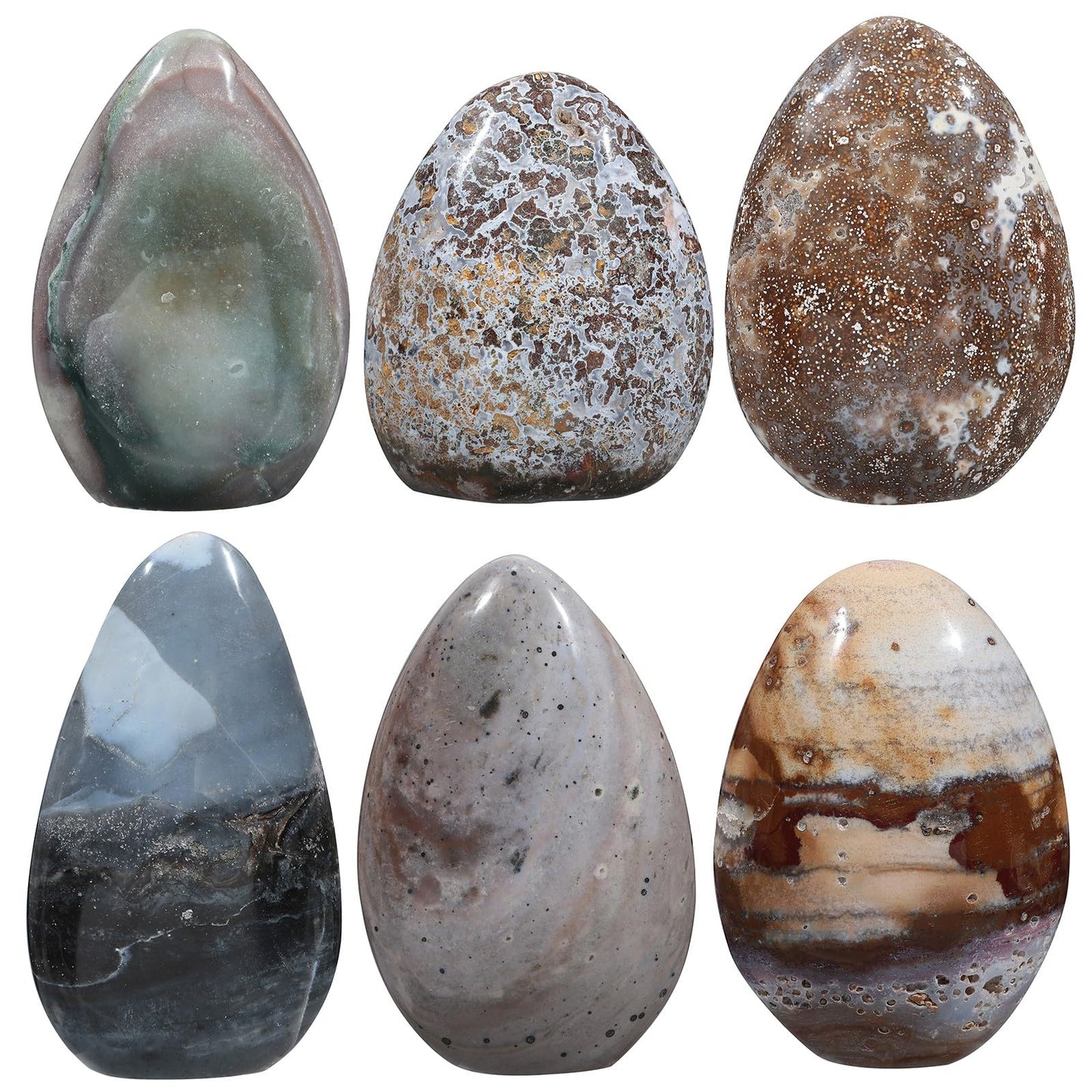Nupuyai 911g-1135g Natural Ocean Jasper Stone for Home Decor, Irregular Self-Standing Stone Specimen Polished Statue for Prayer, Meditaion