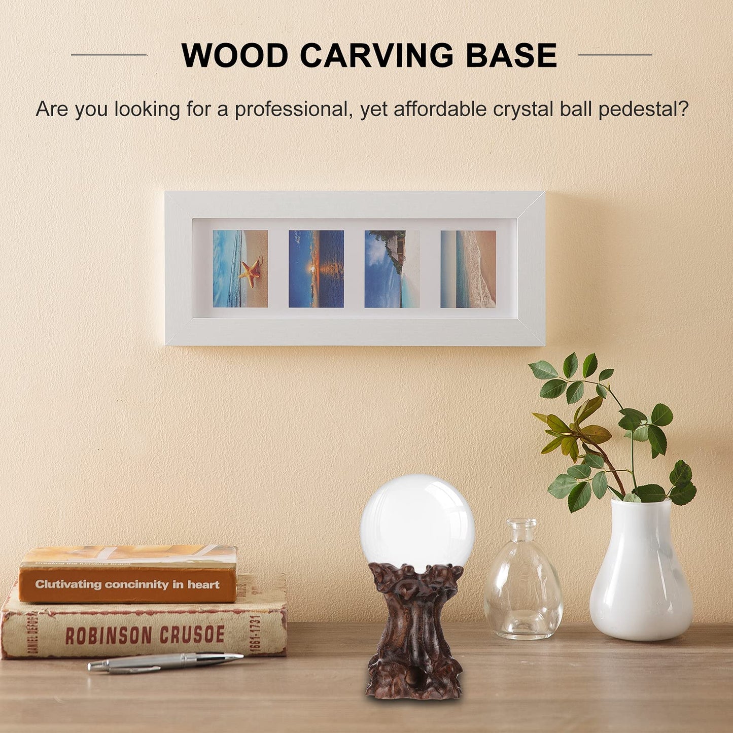 DOITOOL Wooden Sphere Stands for Display Crystal, Crystal Ball Holder Decorative Ball Display Stand Stone Rock Holder for Gemstone Sphere Globe Stone Home Decor