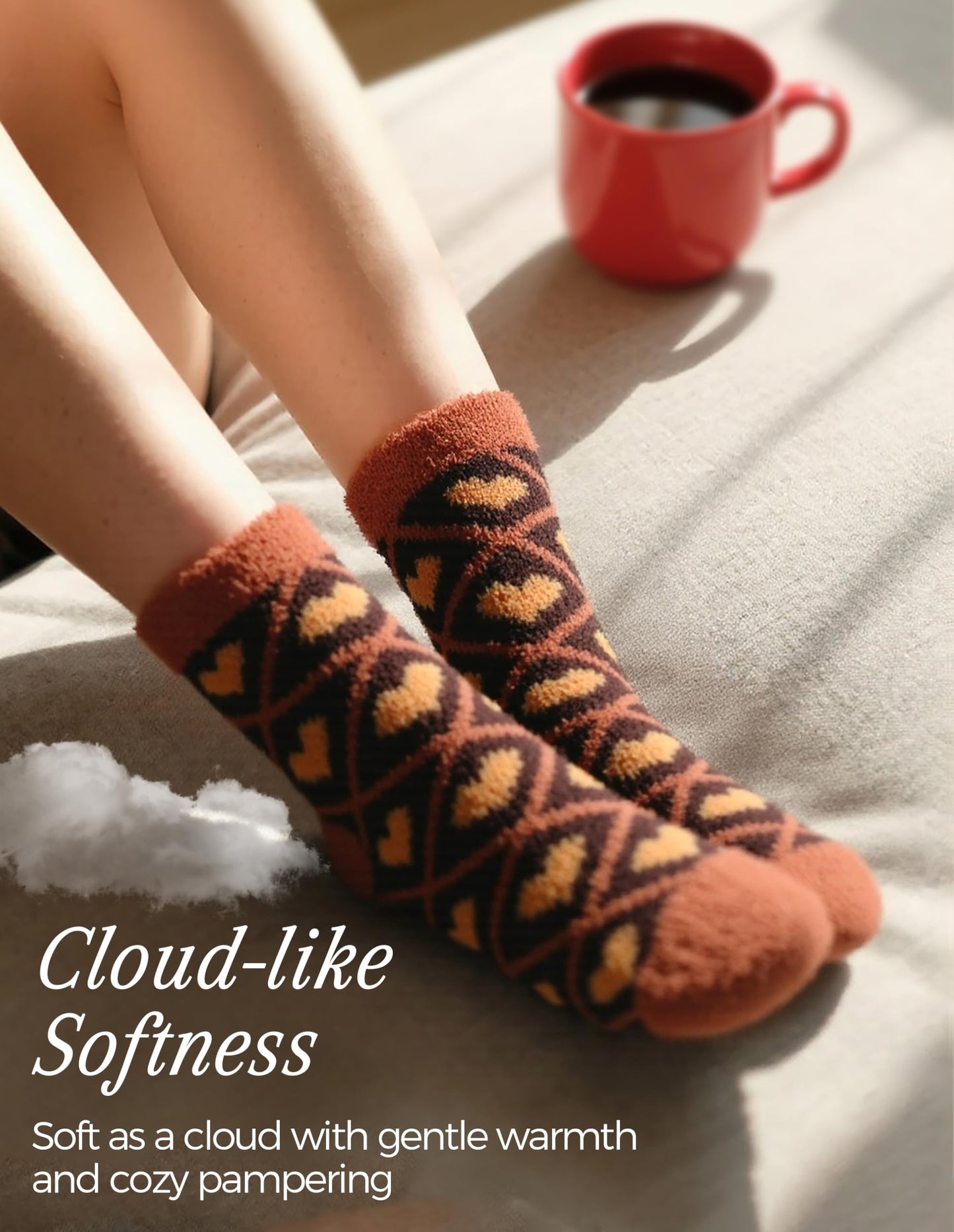 TEHOOK Warm & Cozy Valentines Gifts for Women, Fluffy Fuzzy Plush Sleeping Slipper Socks - Soft Warm Fabric