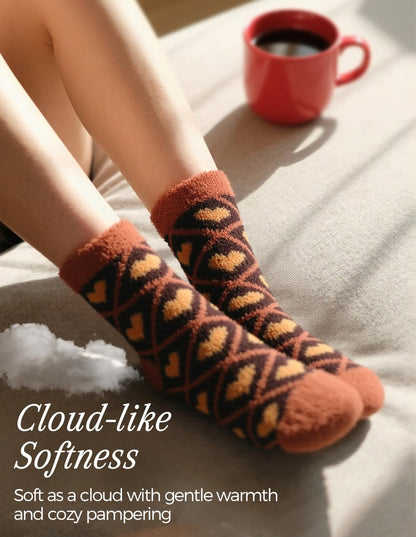 TEHOOK Warm & Cozy Valentines Gifts for Women, Fluffy Fuzzy Plush Sleeping Slipper Socks - Soft Warm Fabric