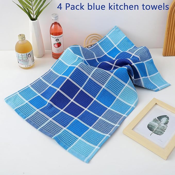 Bright Large Kitchen Towels, 16 Inch x 26 Inch Buffalo Check Dish Towels